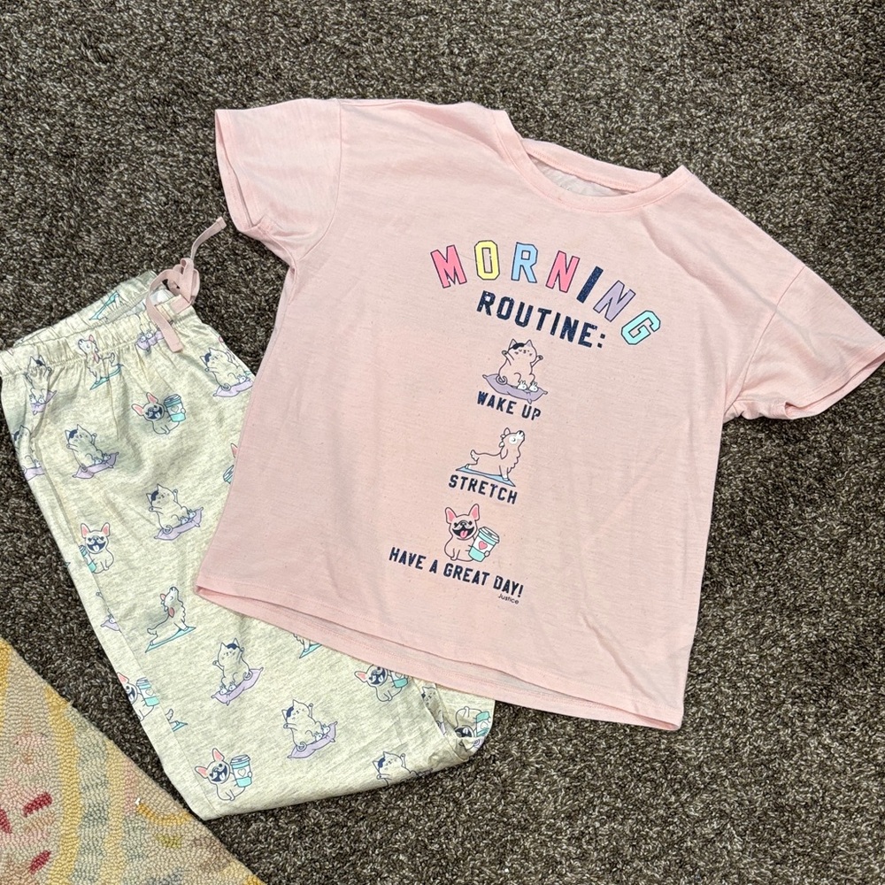 Justice Pink Morning Routine Kids Pajamas